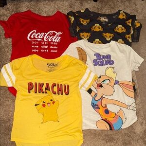 Graphic T-Shirt Bundle - Coca-Cola, Pikachu, Tune Squad, Lion King